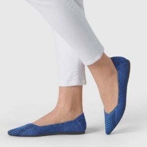 RARE! Rothys The Point Blue Lapis Python Snake Print Pointed Toe Flats Size 8